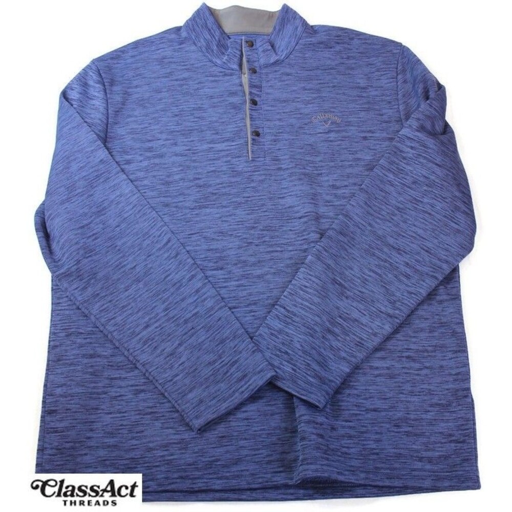 • Callaway Mens XXL 1/4 Snap Pullover Heather Blue Fleece Lined Golf Sweatshirt